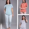 Rose Miss Pyjama t-shirt brodé pantalon – Réf 11177 – Couleurs assorties