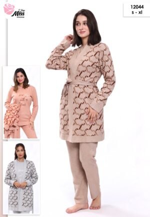 Rose Miss Pyjama 3 pièces avec gilet – Réf 12044 – Couleurs assorties