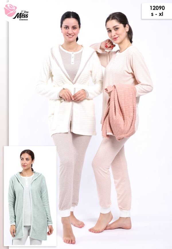 Rose Miss Pyjama 3 pièces avec gilet – Réf 12090 – Couleurs assorties