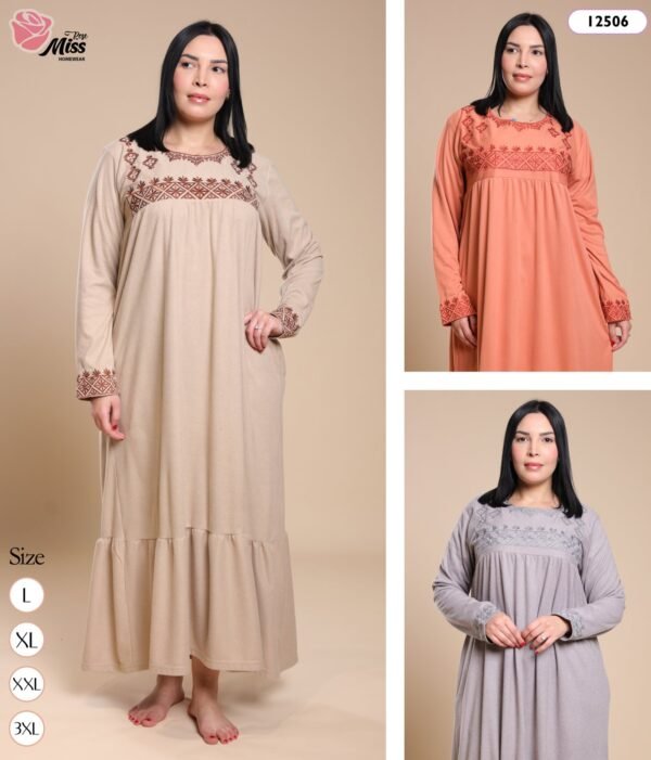 Rose Miss Robe d'intérieur longue brodée – Réf 12506 – Couleurs assorties