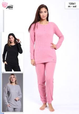 Rose Miss Pyjama gaufré – Réf 12561 – Couleurs assorties