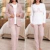 Rose Miss Pyjama 3 pièces avec veste – Réf 12938 – Rose poudré