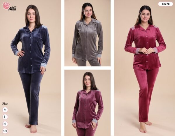Rose Miss Pyjama velours – Réf 12978 – Couleurs assorties