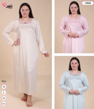 Rose Miss Chemise de nuit longue – Réf 13944 – Couleurs assorties