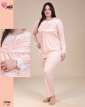 Rose Miss Pyjama dentelle – Réf 13946 – Pêche