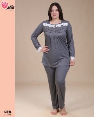 Rose Miss Pyjama dentelle – Réf 13946 – Gris anthracite