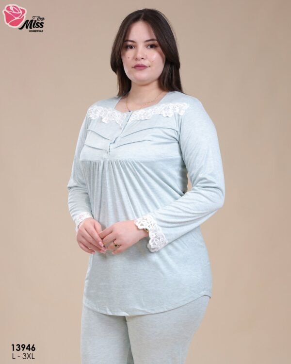 Rose Miss Pyjama dentelle – Réf 13946 – Vert d'eau