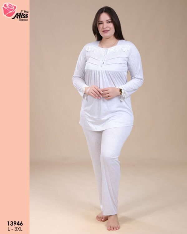 Rose Miss Pyjama dentelle – Réf 13946 – Gris clair