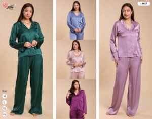 Rose Miss Pyjama satin boutonné – Réf 13957 – Couleurs assorties