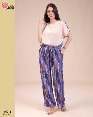 Rose Miss Ensemble pantalon imprimé – Réf 14016 – Beige bleu