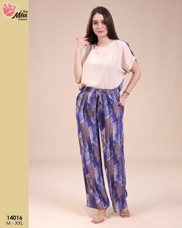 Rose Miss Ensemble pantalon imprimé – Réf 14016 – Beige bleu