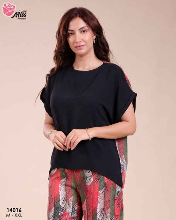 Rose Miss Ensemble pantalon imprimé – Réf 14016 – Noir rouge