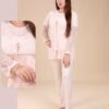 Rose Miss Pyjama 3 pièces avec gilet dentelle – Réf 14048 – Rose poudré