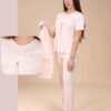 Rose Miss Pyjama 3 pièces avec gilet dentelle – Réf 14048 – Pêche