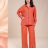 Rose Miss Ensemble chemise et pantalon brodé – Réf 14055 – Orange