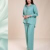 Rose Miss Ensemble chemise et pantalon brodé – Réf 14055 – Vert d'eau