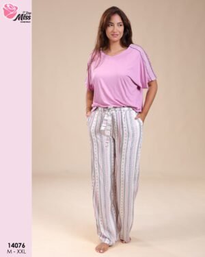 Rose Miss Pyjama pantalon large – Réf 14076 – Lilas