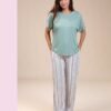 Rose Miss Pyjama pantalon large – Réf 14076 – Vert d'eau