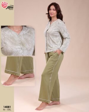Rose Miss Pyjama boutonné – Réf 14081 – Vert olive