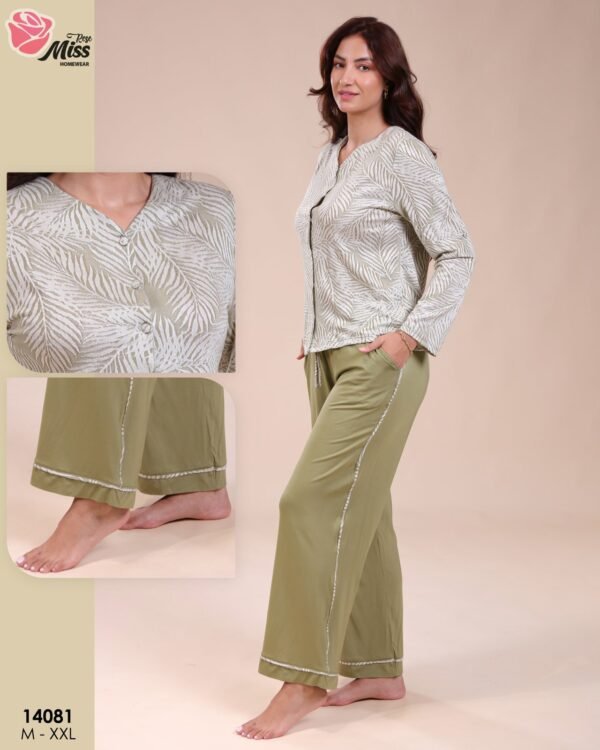 Rose Miss Pyjama boutonné – Réf 14081 – Vert olive