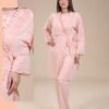 Rose Miss Ensemble pyjama et peignoir dentelle 3 pièces – Réf 14086 – Rose pêche
