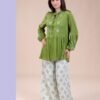 Rose Miss Ensemble blouse brodée et pantalon large – Réf 14116 – Vert