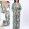 Rose Miss Pyjama satin imprimé – Réf 14208 – Vert blanc