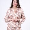 Rose Miss Pyjama satin imprimé – Réf 14208 – Camel blanc