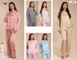 Rose Miss Pyjama satin rayé – Réf 14209 – Couleurs assorties