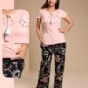 Rose Miss Pyjama pantalon fleuri – Réf 14262 – Rose noir Rose Miss Pyjama pantalon fleuri – Réf 14262 – Rose noir