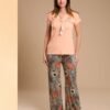 Rose Miss Pyjama pantalon fleuri – Réf 14262 – Pêche kaki Rose Miss Pyjama pantalon fleuri – Réf 14262 – Pêche kaki