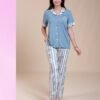 Rose Miss Pyjama boutonné manches courtes – Réf 14468 – Bleu gris