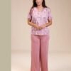 Rose Miss Pyjama pantalon large imprimé – Réf 14542 – Vieux rose