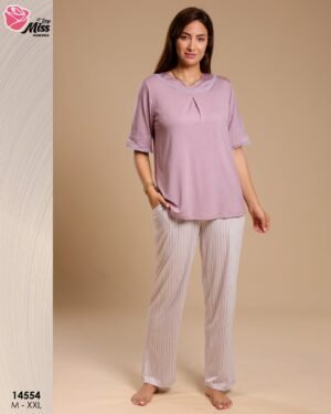 Rose Miss Pyjama manches courtes – Réf 14554 – Mauve