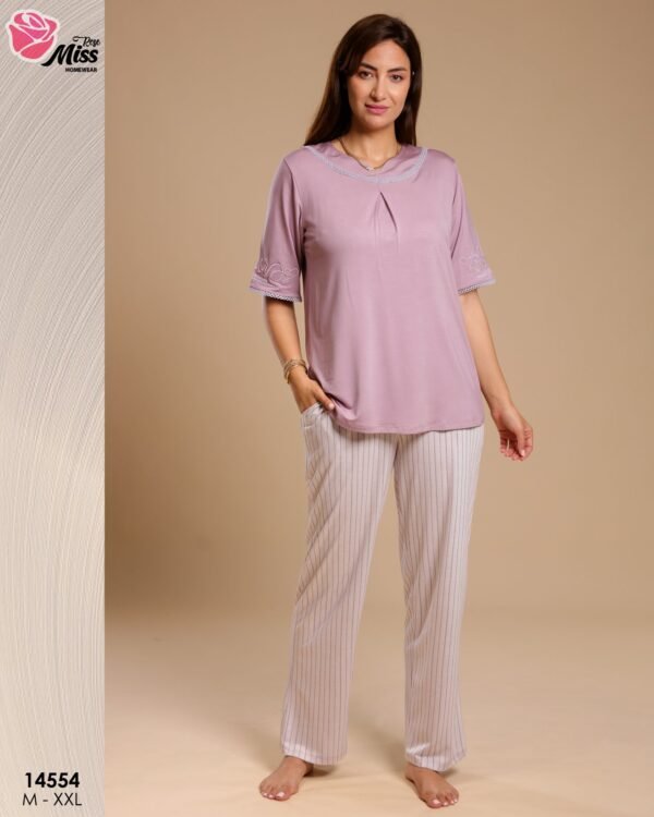 Rose Miss Pyjama manches courtes – Réf 14554 – Mauve
