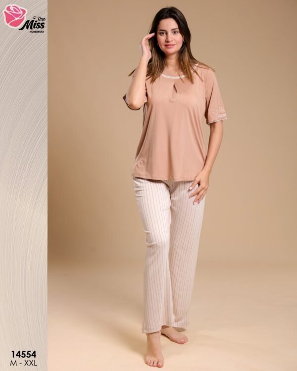 Rose Miss Pyjama manches courtes – Réf 14554 – Camel