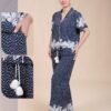 Rose Miss Pyjama boutonné imprimé – Réf 14585 – Bleu marine