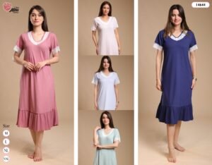Rose Miss Chemise de nuit à volant – Réf 14644 – Couleurs assorties