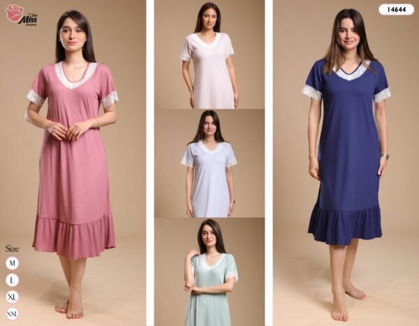 Rose Miss Chemise de nuit à volant – Réf 14644 – Couleurs assorties