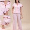 Rose Miss Pyjama boutonné à volants – Réf 14680 – Rose poudré