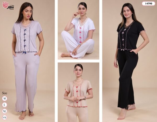 Rose Miss Pyjama manches courtes – Réf 14790 – Couleurs assorties