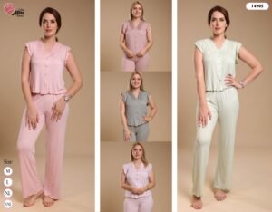 Rose Miss Pyjama boutonné sans manches – Réf 14905 – Couleurs assorties
