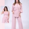 Rose Miss Pyjama 3 pièces avec kimono – Réf 15014 – Rose