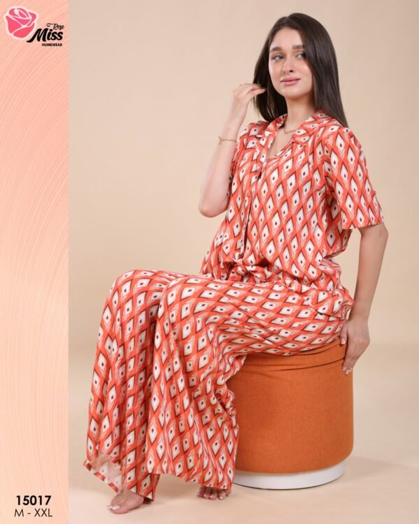Rose Miss Pyjama imprimé ikat – Réf 15017 – Orange