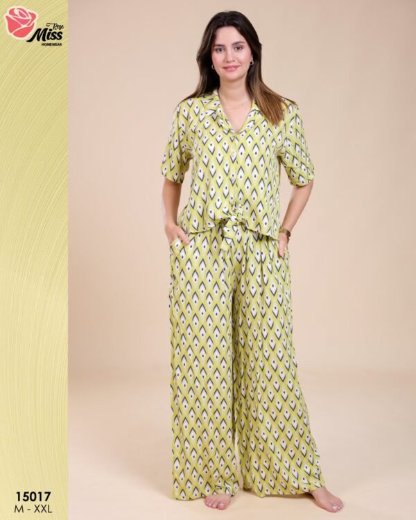 Rose Miss Pyjama imprimé ikat – Réf 15017 – Vert anis