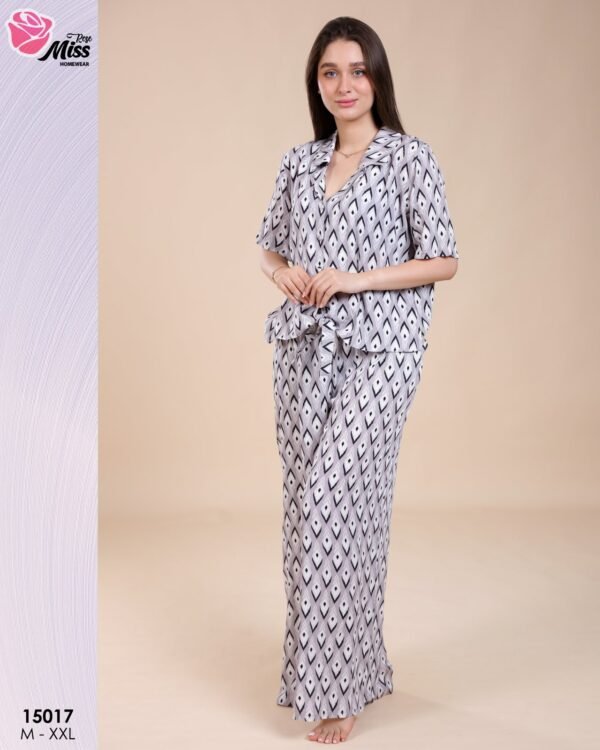 Rose Miss Pyjama imprimé ikat – Réf 15017 – Gris
