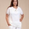 Rose Miss Pyjama plumetis dentelle – Réf 15028 – Blanc