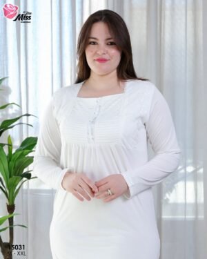 Rose Miss Chemise de nuit longue – Réf 15031 – Blanc