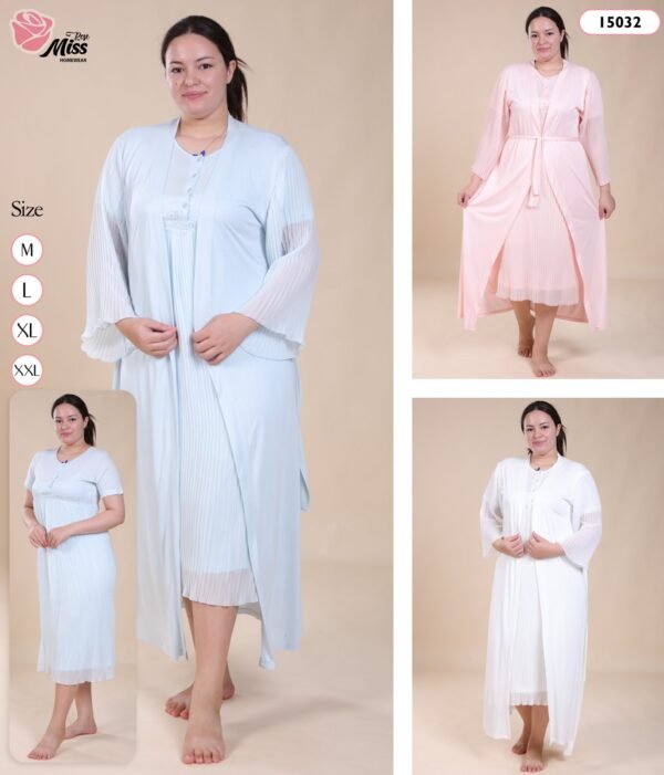 Rose Miss Chemise de nuit avec robe de chambre – Réf 15032 – Couleurs assorties Rose Miss Chemise de nuit avec robe de chambre – Réf 15032 – Couleurs assorties