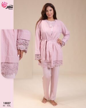 Rose Miss Pyjama 3 pièces avec robe de chambre – Réf 15037 – Vieux rose Rose Miss Pyjama 3 pièces avec robe de chambre – Réf 15037 – Vieux rose